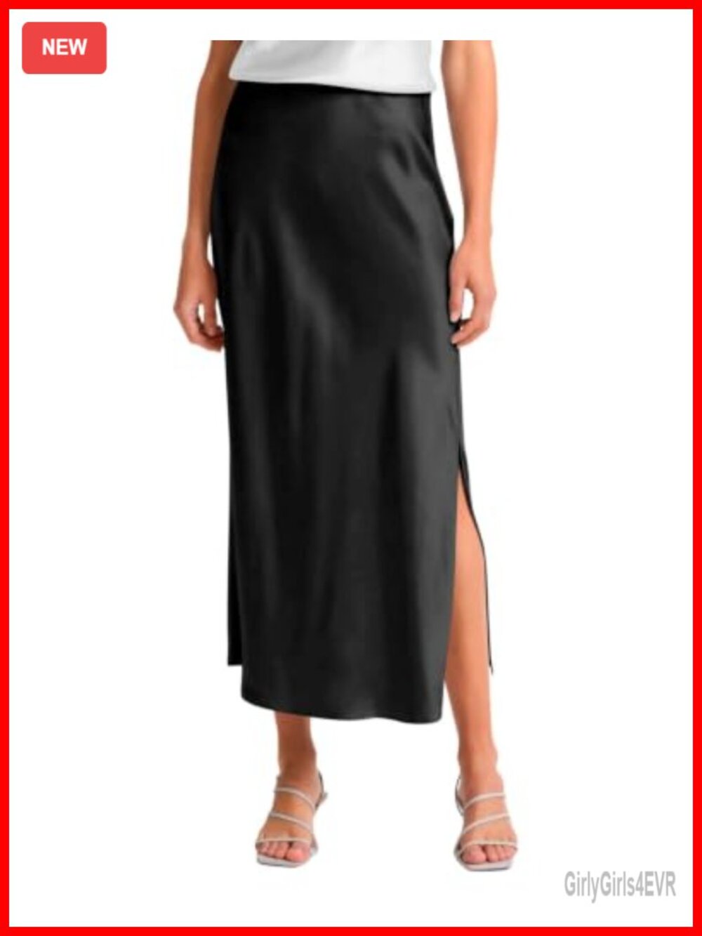 Womens High Waist Satin Maxi Skirt with Side Slit Relaxed Fit